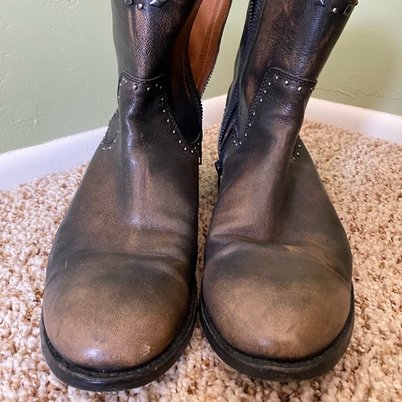 Frye studded brown leather boots - Picture 3 of 5